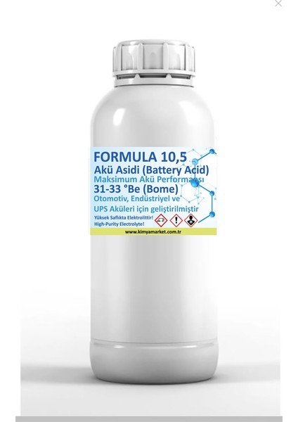 Akü Asiti | Asitli Su | 31 Bome | Saf Elektrolit 5 Adet 500 ml