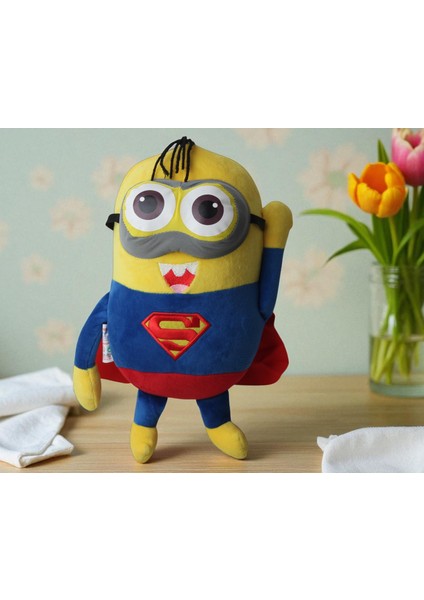 Despicable Me Minions Çılgın Hırsızlar Superman Versiyon Peluş Oyuncak Uyku & Oyun Arkadaşı 30 Cm.