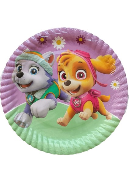 Paw Patrol Lady Temalı Doğum Günü 8 Tabak ve 8 Bardak Seti, Pembe Renkli modelleri