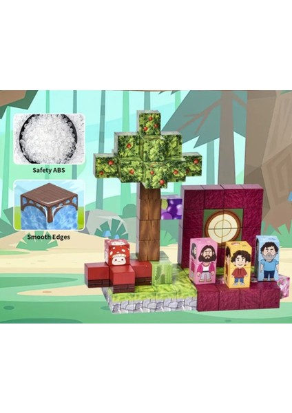 Minecraft Manyetik Küp Blok Orman Kalesi Temalı Yapı Taşı 100 Parça