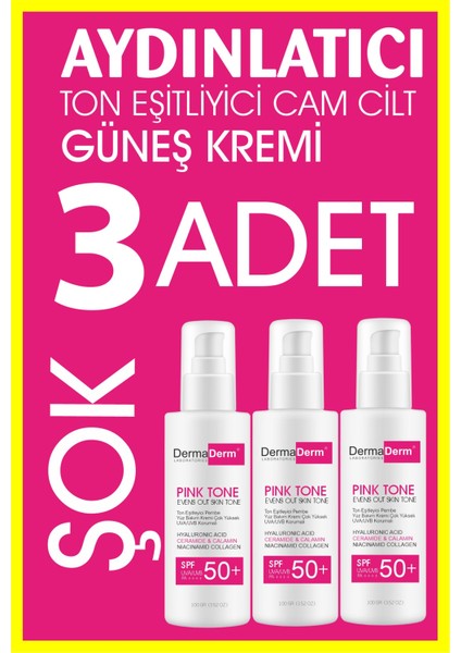 3 Adet +50 SPF Ton Eşitleyici Yüz Bakım Ve Güneş Kremi 100 gr X 3 indirimleri