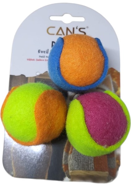 Can`s 3`lü Sesli Top Kedi Köpek Oyuncağı 5 cm