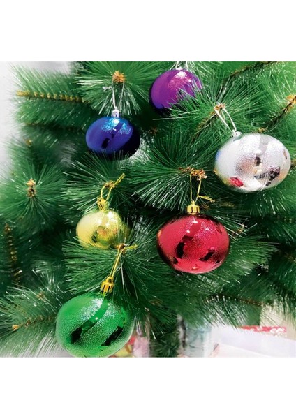 Renkli Yılbaşı Topları, 6'lı Set, Parlak ve Şık Dekorasyon Aksesuarları