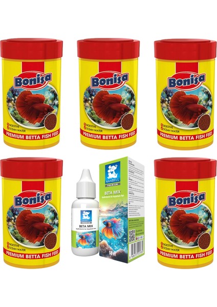 Beta Balığı Yemi 5X100ML Kutu, Mix Multivitamin 50CC