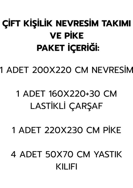 Çift Kişilik Nevresim Takım Lastikli Çarşaflı + Pike + 4 Yastık Kılıfı | Çeyiz Seti modelleri