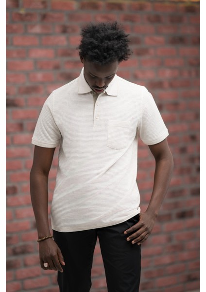 Rahat Kesim Örme Dokumalı Cepli Polo Yaka T-Shirt fiyatları
