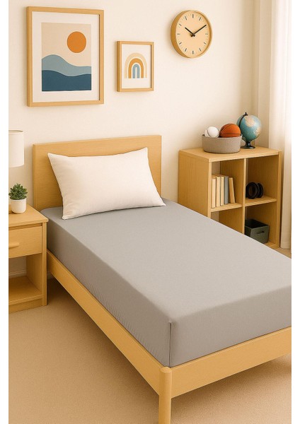 120 x 200 x 30 cm Düz Pamuklu Tek Kişilik Lastikli Fitted Penye Çarşaf