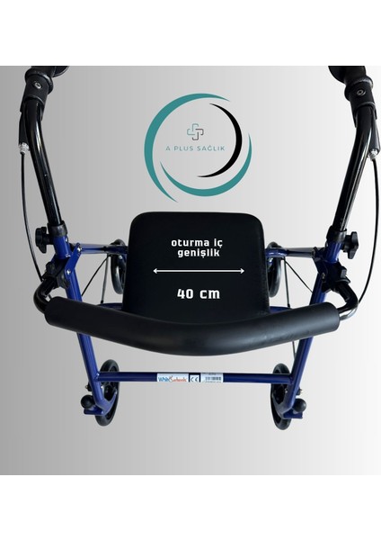 Alüminyum Rollatör Yüksek Kalite Yürümeye Yardımcı Oturaklı Çantalı Tekerlekli Rollatör