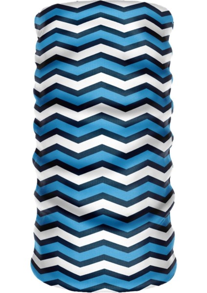 Mavi Geometrik Sporcu Saç Bandı, Rahat ve Şık Tasarım