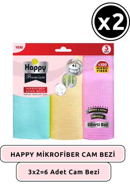 Mikrofiber Premium Sihirli Cam bezi 3 Adet x 2 Adet