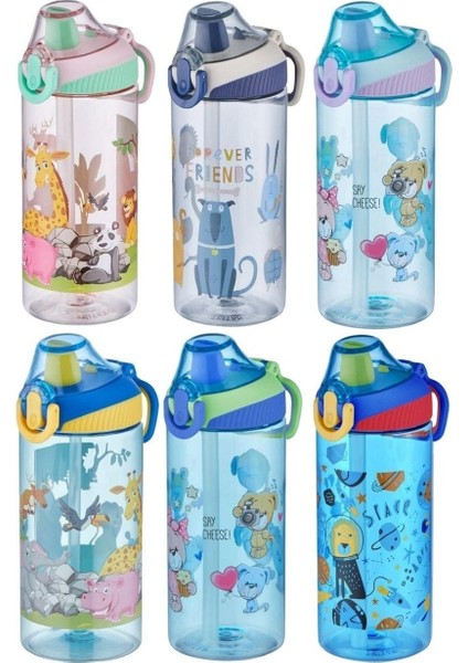500ML Çocuklar Için Tritan Su Matara, Pipetli, Kilitli, Mavi Renk fırsatları