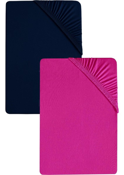 2 Adet Düz Pamuklu Tek Kişilik 120 x 200 x 30 cm Lastikli Penye Çarşaf