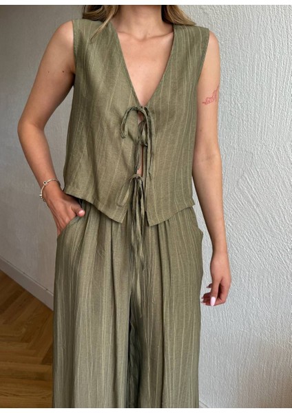 Bağlamalı Pantolon Üst Takım Tiril Kumaş