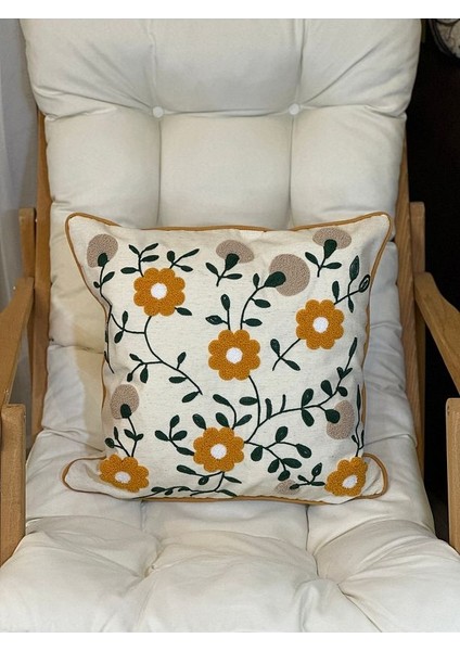 2’li Punch Nakışlı Çiçek Desenli Dekoratif Biyeli Kırlent Kılıfı Punç modelleri