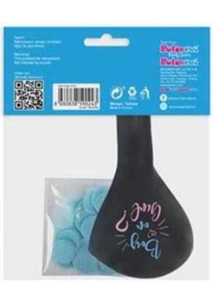 Doğa Parti Evi 18 Inç Konfetli Mavi Balon, Cinsiyet Belirleme, 1 Adet modelleri