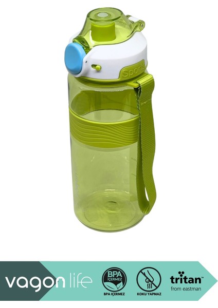 800ML Yeşil Şık ve Hafif Tritan Su Şişesi, Kapaklı ve El Askılı