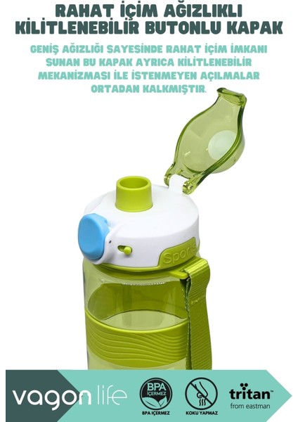 800ML Yeşil Şık ve Hafif Tritan Su Şişesi, Kapaklı ve El Askılı fiyatları