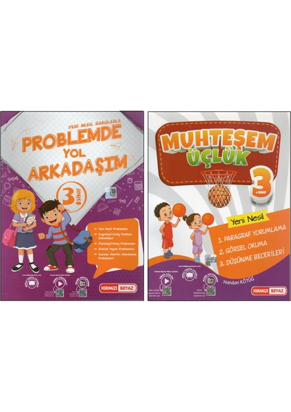 Kırmızı Beyaz 3. Sınıf Problemde Yol Arkadaşım+Muhteşem Üçlük (2 Kitap)