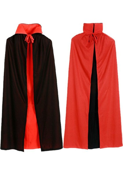 Çift Taraflı Kırmızı Halloween Pelerin 120 Cm, Eğlenceli ve Şık Tasarım