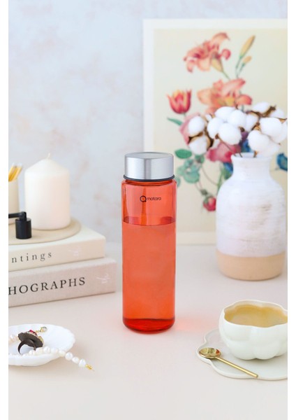 Kırmızı Cam Matara, Hafif ve Şık, 550CC, ve Pratik Tasarım