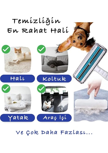 Hazneli Evcil Hayvan Tüy Temizleyici - Kedi Köpek Tüy Toplayıcı, Kıyafet ve Halı Uyumlu