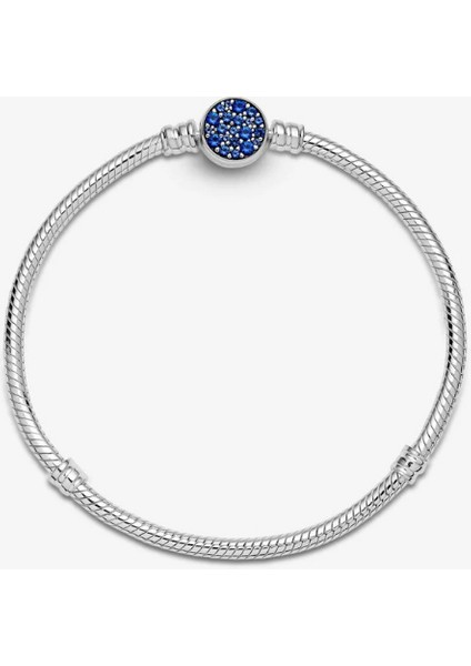 Mavi Disk Klipsli Gümüş Bileklik Charm Taşıyıcı fırsatları