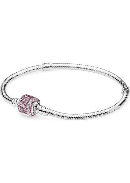 Kırmızı Taşlı Klipsli Silindir Bileklik Charm Taşıyıcı