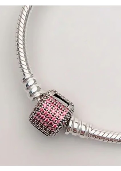 Kırmızı Taşlı Klipsli Silindir Bileklik Charm Taşıyıcı indirimleri