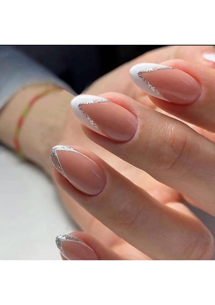 Kısa Badem Kendinden Yapışkanlı 12'li Takma Tırnak Seti