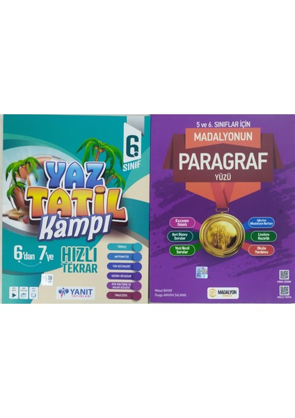 Yanıt Yayınları 6. Sınıf Yaz Tatil Kitabı+Madalyon 5 ve 6. Sınıflar Için Madalyonun Paragraf ve Mantık Yüzü Tek Kitap+