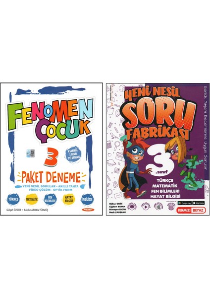 Fenomen 3. Paket Denemesi+Kırmızı Beyaz Yeni Nesil Soru Fabrikası (2 Kitap)