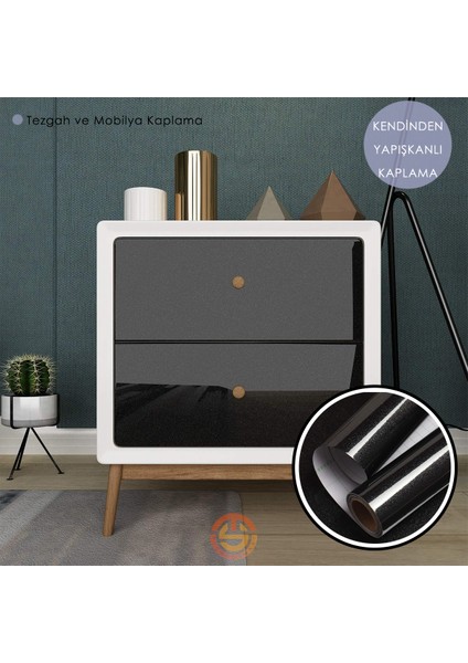 60CM×100CM Kendinden Yapışkanlı Simli Siyah Duvar Kağıdı Mutfak Dolap Masa Kaplama Siyah fırsatları