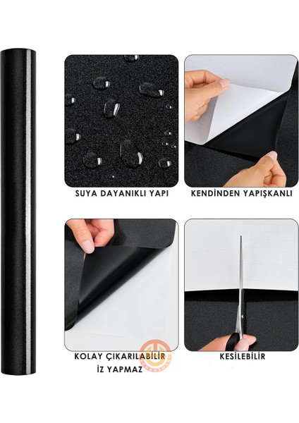 60CM×100CM Kendinden Yapışkanlı Simli Siyah Duvar Kağıdı Mutfak Dolap Masa Kaplama Siyah