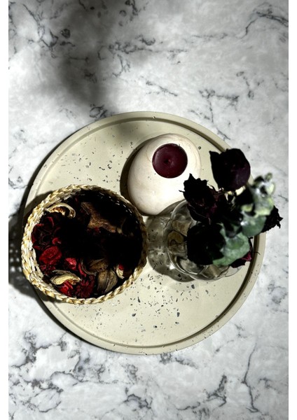 Dekoratif Terrazzo Beton Sunumluk Tepsi 28 cm indirimleri