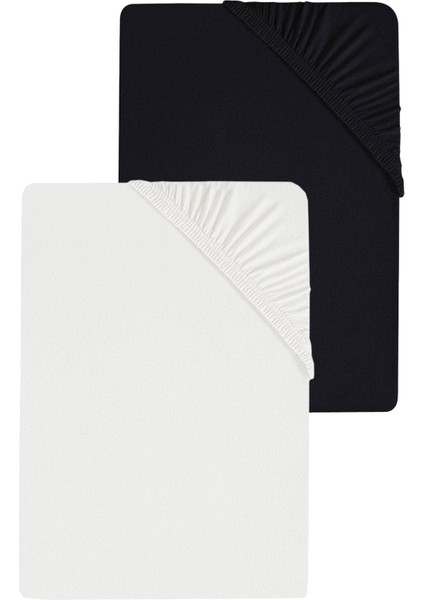 2 Adet Düz Pamuklu Tek Kişilik 80 x 200 x 30 cm Lastikli Penye Çarşaf