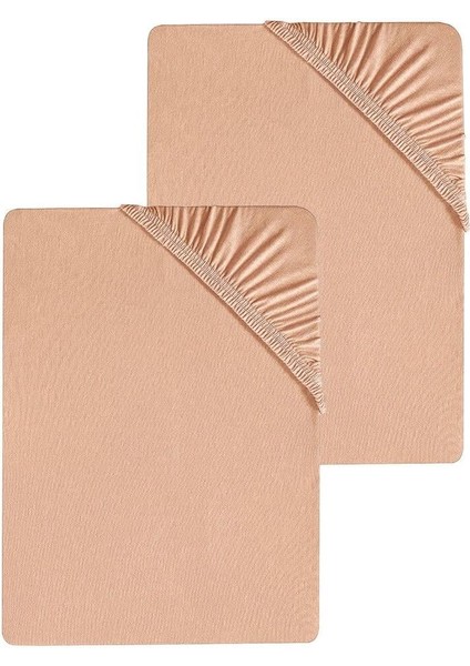 2 Adet Düz Pamuklu Tek Kişilik 80 x 200 x 30 cm Lastikli Penye Çarşaf