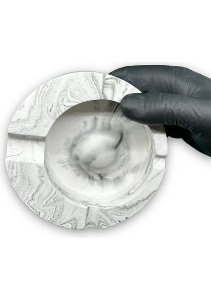Mermer Desenli Büyük Boy Beton Kül Tablası Küllük 13 cm