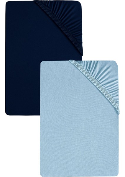2 Adet Düz Pamuklu Tek Kişilik 80 x 200 x 30 cm Lastikli Penye Çarşaf