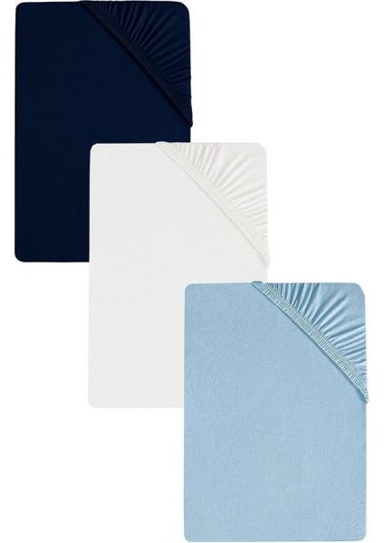 3 Adet Düz Pamuklu Tek Kişilik 80 x 200 + 30 cm Lastikli Penye Çarşaf