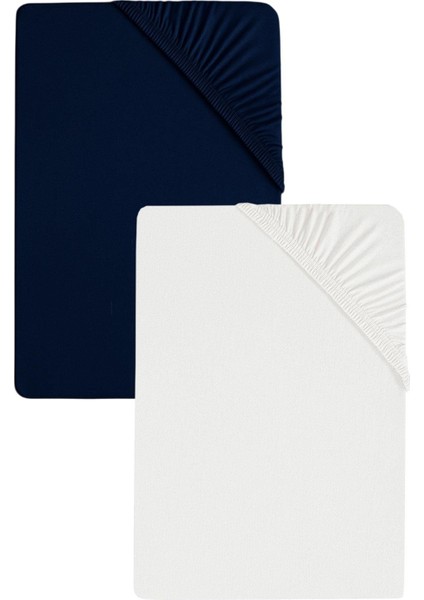 2 Adet Düz Pamuklu Tek Kişilik 80 x 200 x 30 cm Lastikli Penye Çarşaf