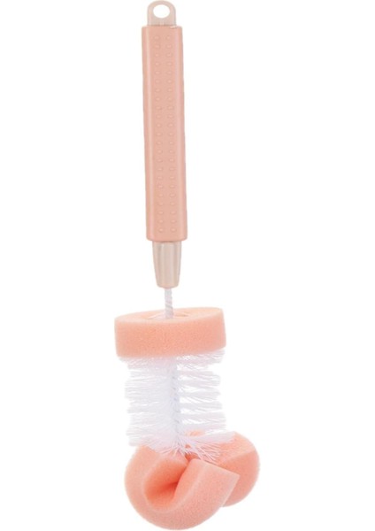 7 cm Açılabilir Matara ve Termos Temizleme Fırçalı Sünger, Pembe, Pratik ve Temiz Kullanım
