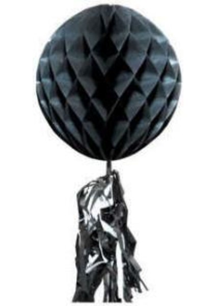 Renkli Petek Püsküllü Siyah Süs, 1 Adet, Şık ve Dekoratif Parça