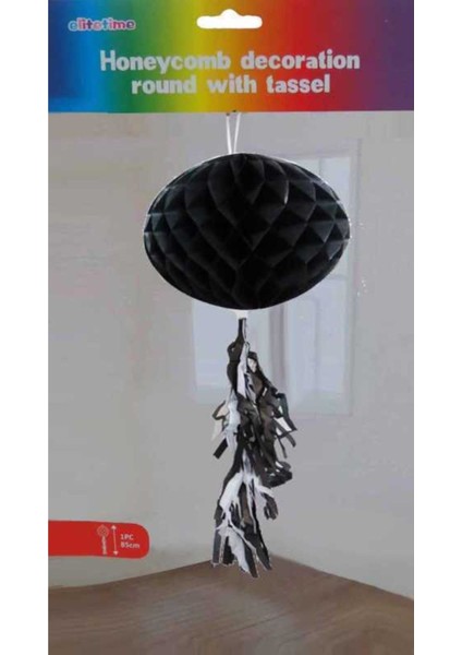 Renkli Petek Püsküllü Siyah Süs, 1 Adet, Şık ve Dekoratif Parça fiyatları