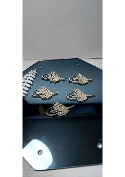 Gri Metal Tuğra, 4x3 Cm, Osmanlı Tarzı, Şık ve Özel Tasarım, 50 Adet