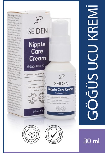Göğüs Ucu Bakım Kremi ve Göğüs Ucu Çatlak Kremi, Meme Ucu Bakım Kremi Vegan 30 ml