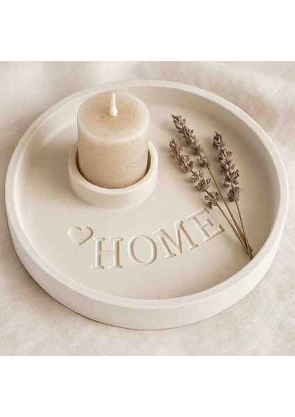 El Yapımı Taş Tozu Dekoratif Tepsi – Home Yazılı