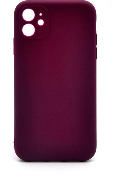 iPhone 11 Uyumlu Düz Renk Esnek Yumuşak Silikon Kılıf Rubber Mürdüm