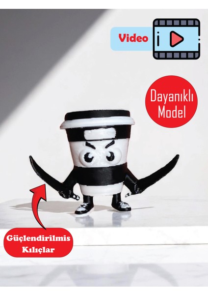 Tung Tung Tung Sahur Cappuccino Assassino Figür - Güçlendirilmiş - Tung Tung Tung Brainrot Figür