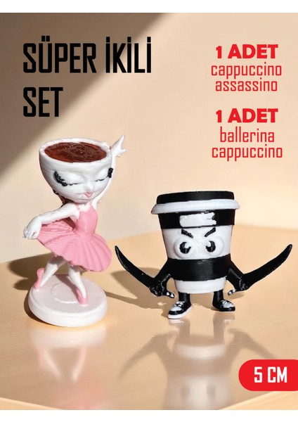 Tung Tung Tung Sahur Süper Ikili Set - Ballerina Cappuccino & Cappuccino Assassino