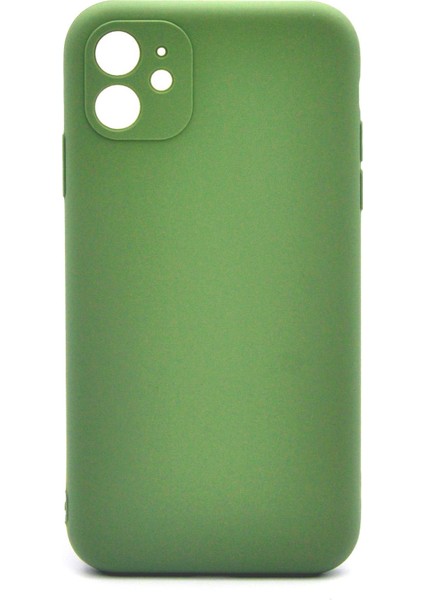 iPhone 11 Uyumlu Düz Renk Esnek Yumuşak Silikon Kılıf Rubber Yeşil